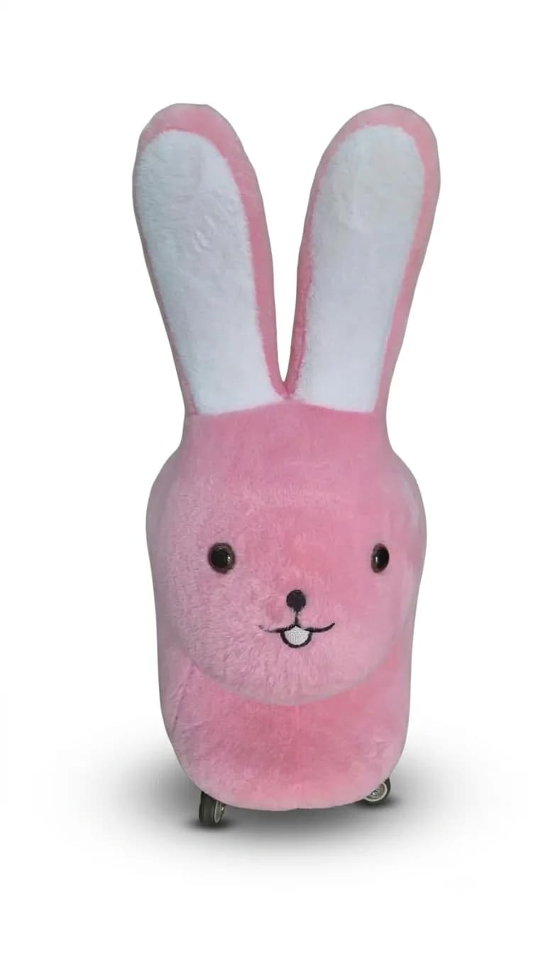 Pink Bunny Plush Kids Stool with Wheels – Soft Animal Seat for Kids Room & Playroom
