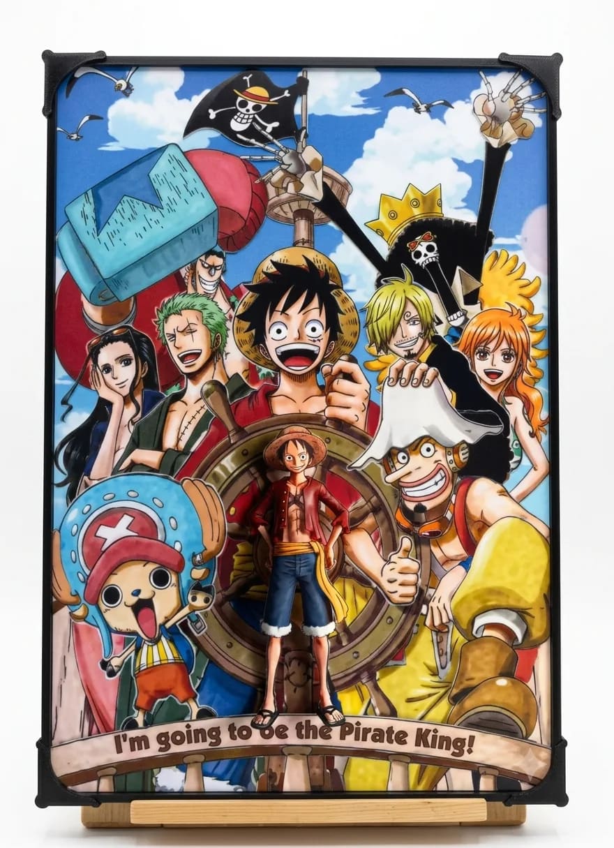 One Piece Inspired Manga Panel 3D Wall Art Frame with Sanji Figure