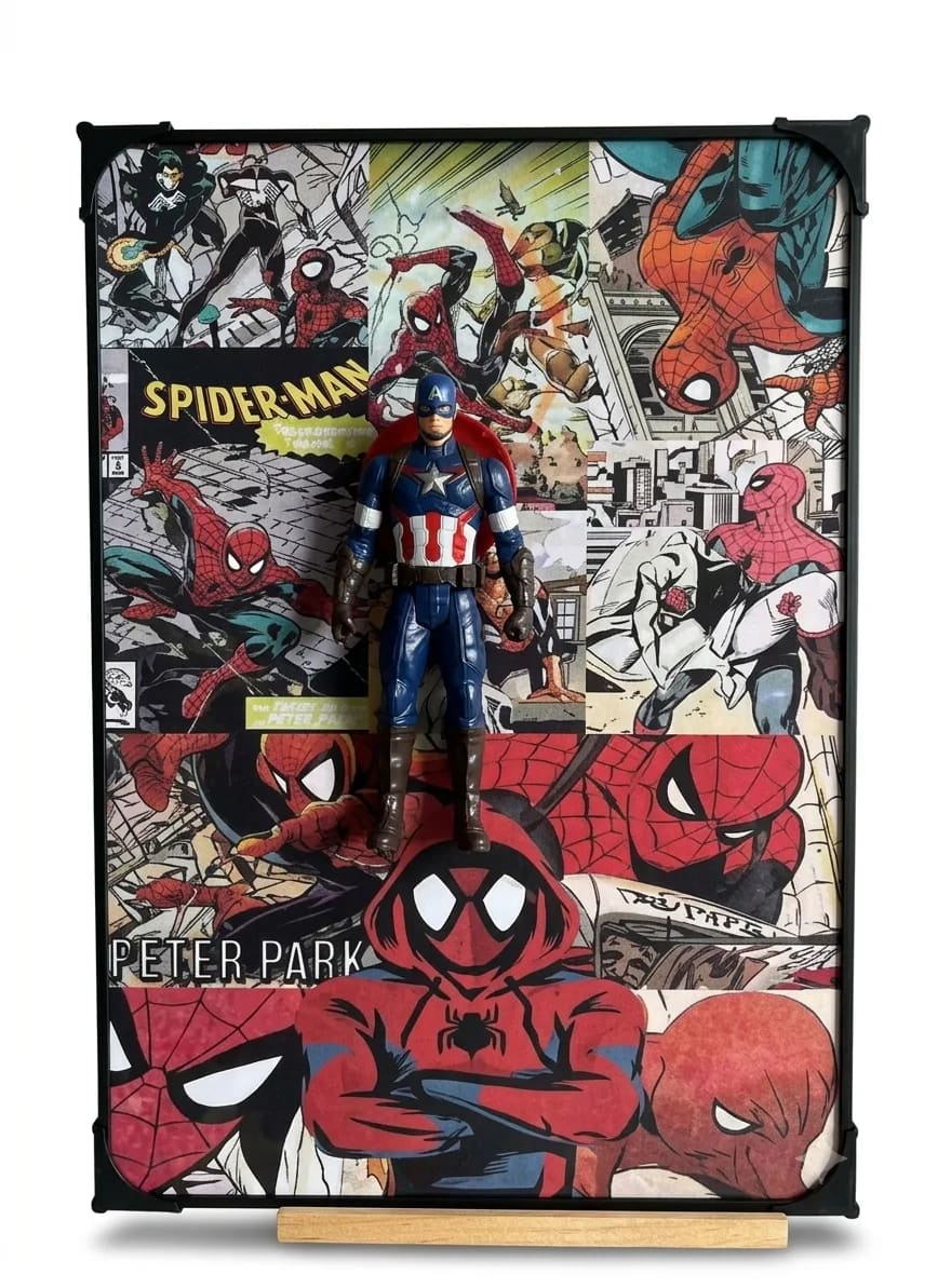 Spider-Man Inspired Comic Collage 3D Wall Art Frame with Marvel Hero Figure